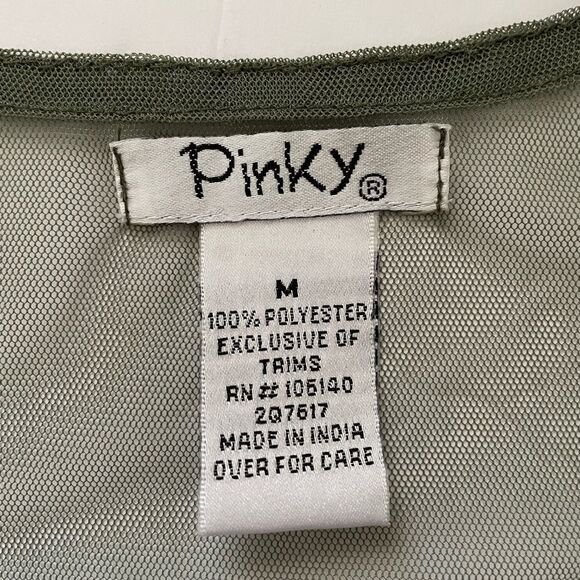 Sheer Beaded Sleeveless Shirt Green Size Medium - Picture 5 of 5